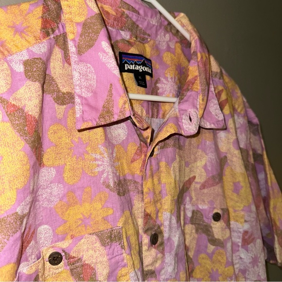 Patagonia Back Step All Over Floral Short Sleeve Button Up Hemp Pocket Men’s XL - Picture 3 of 6